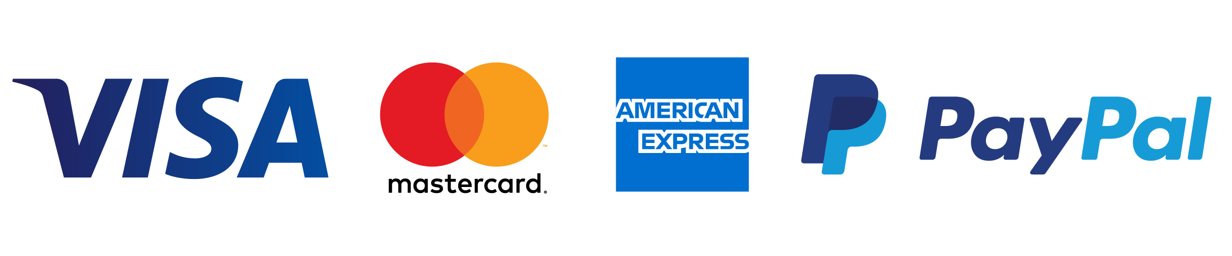 Payment Methods - Visa, Mastercard, American Express, PayPal